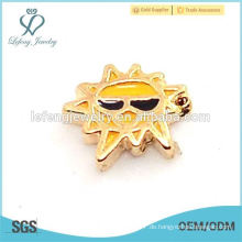 Neue IP Gold Sun Smile Face schwimmende Charme für Glas-Medaillon Schmuck